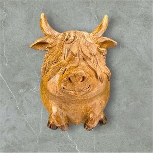 Wooden Highland Cow figurine